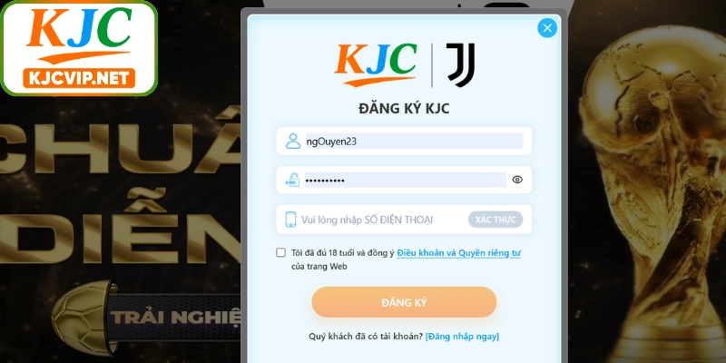 Hoàn tất biểu mẫu đăng ký KJC với dữ liệu chính xác, đầy đủ